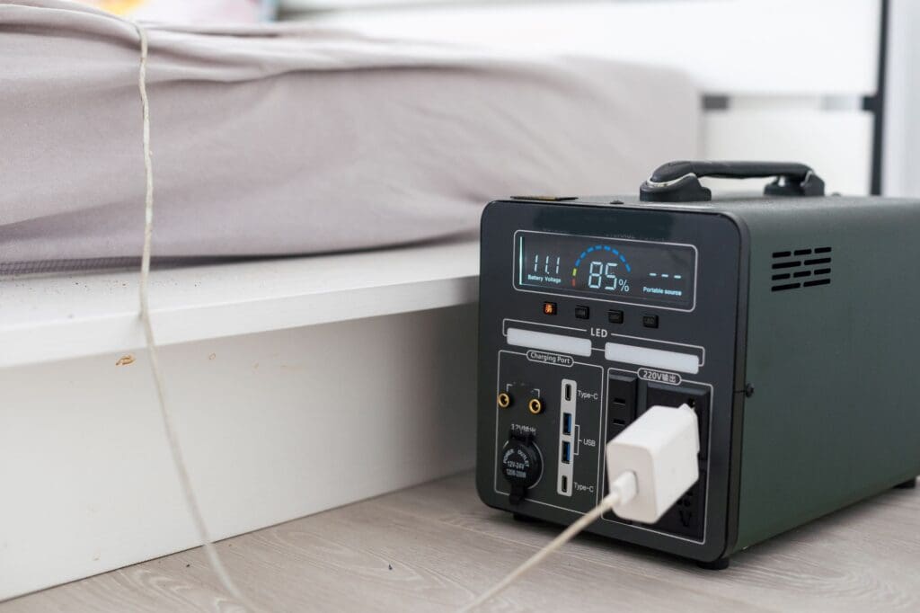 portable-power-station-charging-devices-on-table