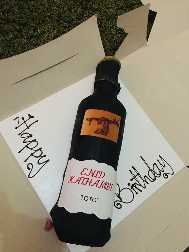 Wine Bottle shaped Birthday Cake