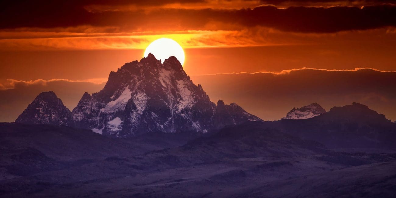 A photo of Mount Kenya during sunrise