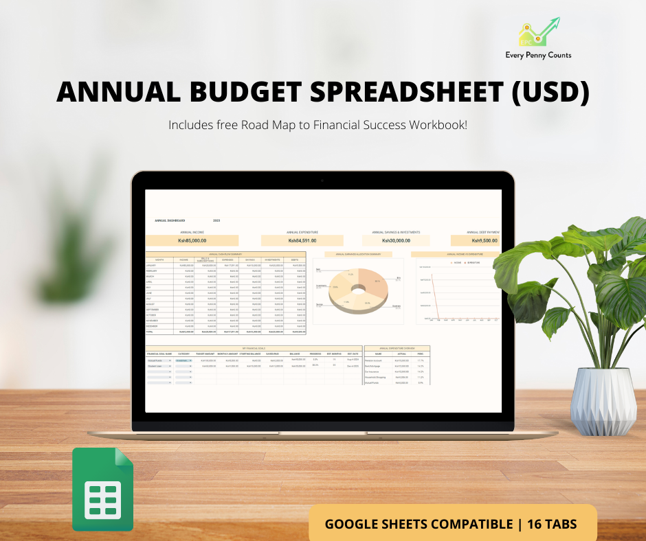 Laptop Screen Showing the EPC Annual Budget Spreadsheet